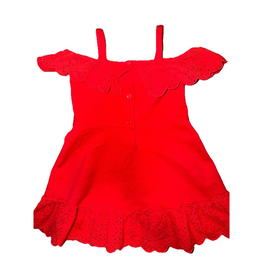 Jamie & Jack Girls 2T Coral Eyelet Ruffle Dress Off Shoulder Summer Easter